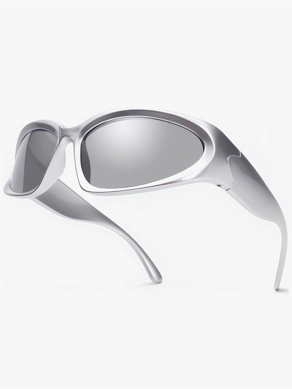 Silver Y2K Mirrored Sport Sunglasses
